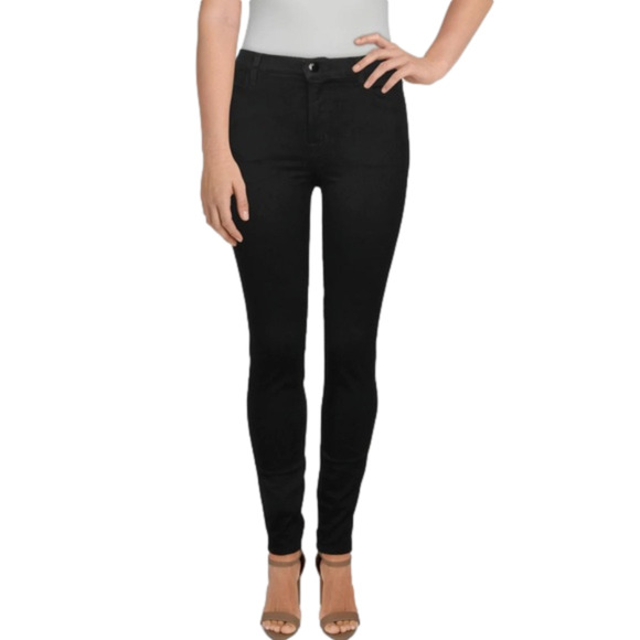 J Brand Womens Black Coated Skinny Jeans Mid Rise Sleek Stretch Denim Size 27 - Picture 1 of 12